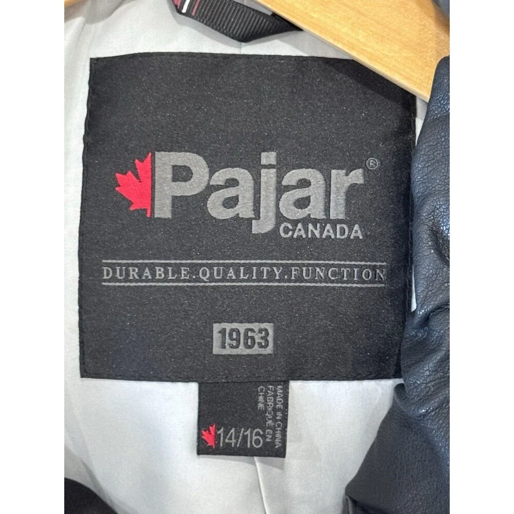 Pajar Canada Lucas Parka Jacket Youth 14/16 Gray Fur Hooded Bomber Winter Coat
